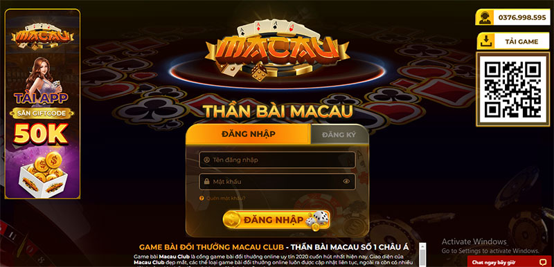 Macau Club sở hữu giao diện sang trọng, đẹp mắt